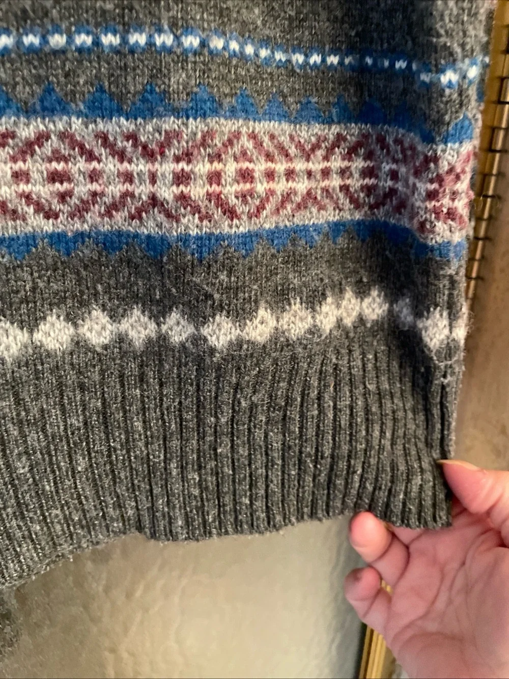 Urban Pipeline Men's Grey Fair Isle Crewneck Sweater - Multicolor Pattern Sz S